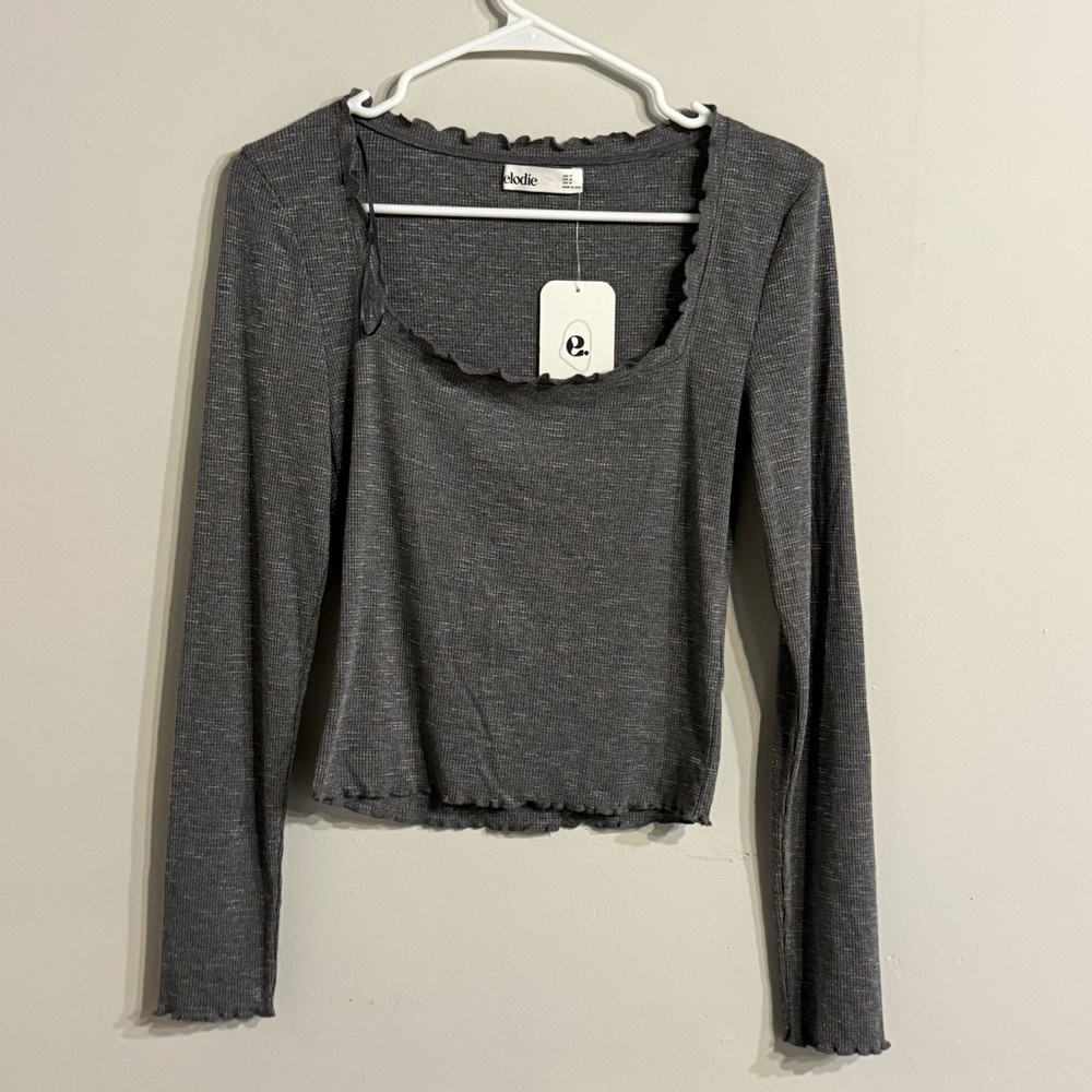 Elodie Charcoal Long Sleeve Top